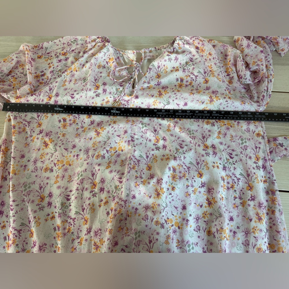 Ivy City Co Imogen maxi dress in blush floral long sleeve dress plus size 3X - Picture 6 of 11